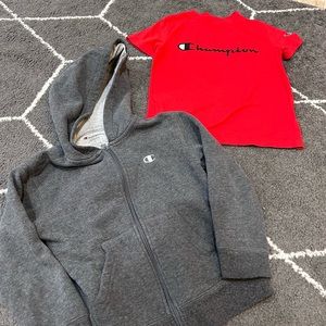 Champion sweat shirt and t shirt size 6